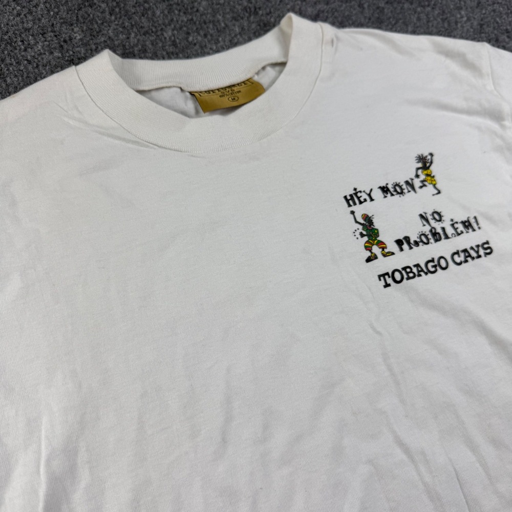 Cottonnet SVG T-Shirt M White Tobago Cays Hey Mon Graphic Mens